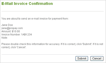 Email Invoice Confirmation
